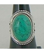 925 Sterling Silver Genuine Turquoise Handmade Antique Ring Festival Gift - £39.87 GBP