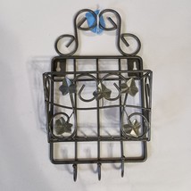 Metal Mail Letter And Key Holder  Decorative Pocket Design 3 Key Hooks F... - $14.85