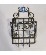 Metal Mail Letter And Key Holder  Decorative Pocket Design 3 Key Hooks F... - $20.85 CAD