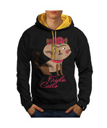 Frida Kahlo Cat Sweatshirt Hoody Funny Men Contrast Hoodie - £18.87 GBP