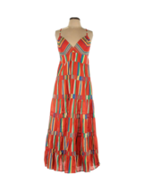 NWT J.Crew Tiered Cotton Voile Maxi in Red Multi Stripe Cross Strap Dress L - £85.28 GBP