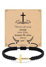 Easter Basket Stuffers Cross Bracelet for Men Christian Gifts Confirmation Gift  - £25.98 GBP