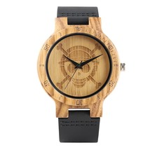 One Piece Pattern Dial Wood Watch for Men, Natural Handmade Wooden Watch - £28.14 GBP