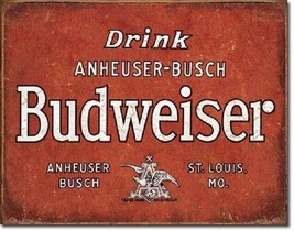 Anheuser Budweiser Drink Bud Beer Metal Tin Sign Pub Bar Room Home Decor... - £7.96 GBP
