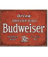 Anheuser Budweiser Drink Bud Beer Metal Tin Sign Pub Bar Room Home Decor... - £8.01 GBP