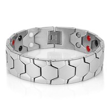 16MM Gold Plated Stainless Steel Mens Magnetic Therapy Bracelets For Arthritis P - £17.60 GBP