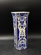 Holland Delfts Blauw Handwerk Decorative Vase 9” Blue White Antique Crow... - $79.19