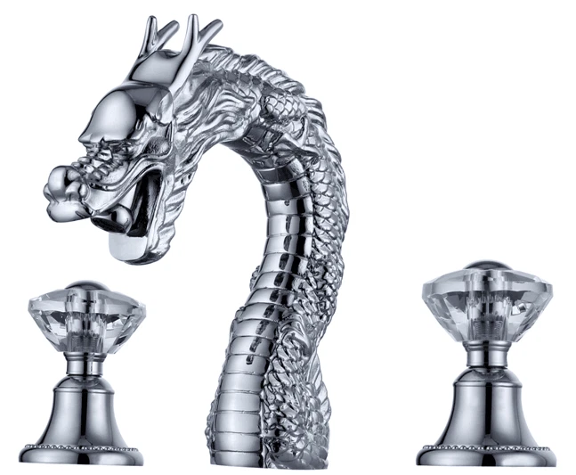 8&quot; widespread bathroom sink dragon Faucet Crystal handles Luxury tap dec... - $17,855.66 MXN