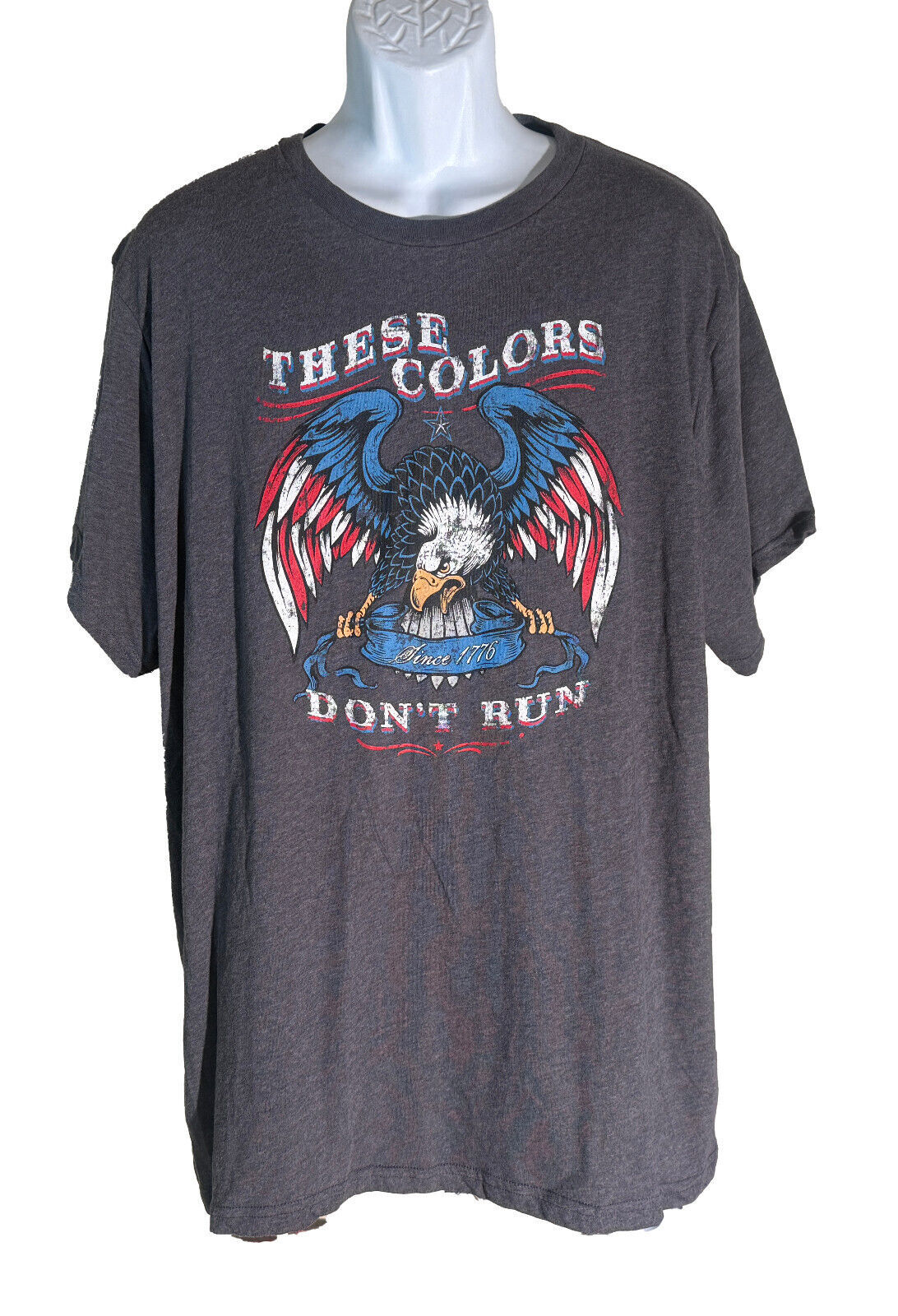 WAY WE CELEBRATE PATRIOTIC &quot;THESE COLORS DON&#39;T RUN&quot; American Eagle T-Shi... - $10.88