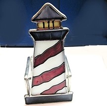 Candle Holder Stain Glass Lg Lighthouse Votive  - £6.39 GBP