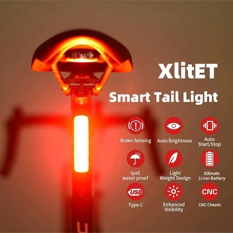 ENFITNIX XlitET Bicycle Auto Brake Rear Light Night Cycling Smart Sensing - $35.21+