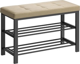 Songmics Shoe Storage Bench With Cushion, 3-Tier Shoe Rack For Entryway, Storage - £58.32 GBP