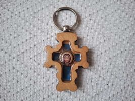 Serbian Christian Orthodox Wooden cross Pendant Key Chain Key Ring - $25.00