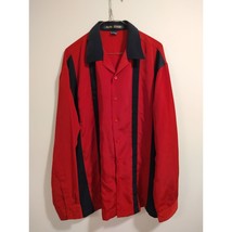 Vtg Alan Stuart Long Sleeve Button Up Shirt Men&#39;s Red Black Strip Size XL - £22.33 GBP