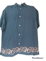 The Havana Co. Men&#39;s Guayabera Short Sleeve Black Button Shirt Size XL - £12.59 GBP