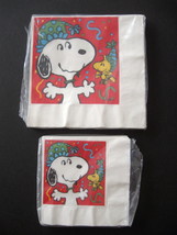 Snoopy and Woodstock Party Time Luncheon and Beverage Napkins - Opened Packages - £15.97 GBP