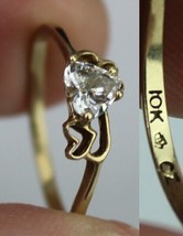 Estate Sale! 10k GOLD solid ring clear gemstone CZ size 6.5 TESTED - £96.50 GBP