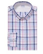 IZOD Men Slim Fit Cool FX Big &amp; Tall 2XL 18 18.5 Plaid Long Sleeve Shirt... - £12.62 GBP