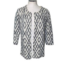 Pink Martini Wool Blend Abstract Print Open Front Cardigan Small Black B... - $31.95
