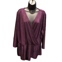Lane Bryant Woman&#39;s Size 22/24 Purple Faux Wrap Sparkly Sequined Top - NWT - £16.99 GBP
