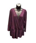 Lane Bryant Woman&#39;s Size 22/24 Purple Faux Wrap Sparkly Sequined Top - NWT - $21.51