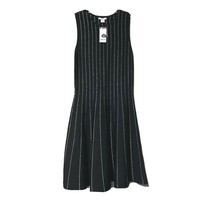 Bar III Womens Black Silver Stripe Sleeveless Stretch Dress Size Medium New - $19.99