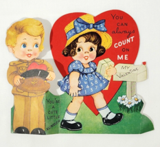 Larger 1940&#39;s Heart In Hat Army Soldier Stand Up Valentine&#39;s Card - $14.85