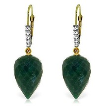 25.95 Carat 14K Solid Yellow Gold Drop Briolette Emerald Diamond Earrings - £431.96 GBP