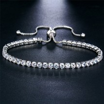 17KM New Round Tennis Bracelet For Women Rose Gold Silver Color Cubic Zirconia C - £9.81 GBP