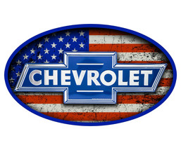 American Flag with Chevrolet emblem Sticker Grunge Vinyl Decal Car Truck - $3.49+