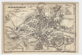 1903 Original Antique City Map Of Fredrikshald / Halden / Norway - £23.35 GBP