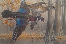 Big Lake - Wood Ducks by Maynard Reece 1982-1983 Arkansas Migratory Waterfowl Hu - £95.94 GBP
