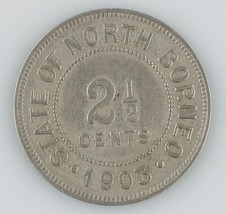 1903 H BRITISH NORTH BORNED 2 1/2 CENT BRITAIN EXTRA FINE COIN - £62.81 GBP