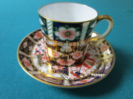 Royal Crown Derby England coffee cup and saucer multicolor gold blue orig [85] - £73.70 GBP
