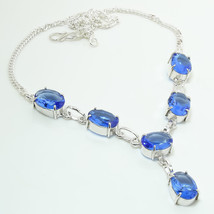 Tanzanite Quartz Oval Shape Cut Gemstone Handmade Necklace Jewelry 18&quot; S... - £4.71 GBP