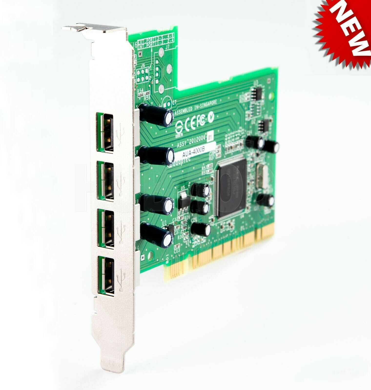 Adaptec 4-port High Speed USB 2.0 PCI Controller Adapter Host Card AUA-4000B - $17.50