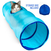 36&quot; Blue Krinkle Cat Tunnel With Peek Hole And Storage Bag - £10.16 GBP