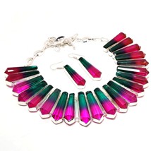 B I Color Tourmaline Cut Pencil Shape Gemstone Necklace Jewelry 18&quot; SA 3620 - £22.43 GBP