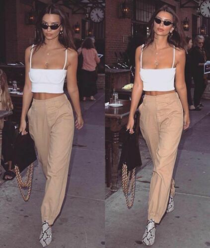 Women's Celeb Style Emily High Waisted Relaxed-fit Chain Pants in Tan 12 AUS  Item image 2