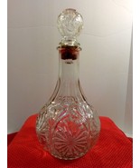 Vintage Clear Glass Starburst &amp; Cameo Pattern Liquor Wine Decanter with ... - £13.91 GBP
