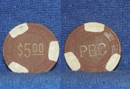 ONE Clay $5 Poker Chips Gambling San Diego Pacific Beach Card Room Club ... - $167.57 MXN