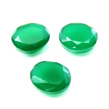 16.9Ct 3pc Lot Natural Green Onyx Oval Faceted loose Gemstone Emerald Substitute - £10.77 GBP