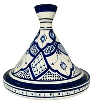 Moroccan TAJINE & Dome Lid HandCrafted TAGINE Blue HandPainted Terracotta 9 5/8” - £53.97 GBP