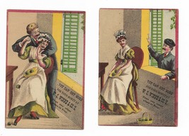 Pair of Circa 1900 W.C. Winne dry goods Troy NY trade card couple near w... - $285.35 MXN