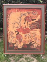 Vintage Thai Batik Original Huge Mid Century Modern Thailand Fabric Art Painting - £882.01 GBP