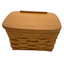 Longaberger Recipe Basket 17418 with Wooden Lid and Card Vintage 1998 - $29.39
