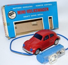 Vintage Battery Op Remote Control Tin VW VOLKSWAGEN Beetle, Bandai Japan - £167.86 GBP