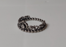 925 Sterling Silver Pandora Princess Tiara Crown Ring Size 8.25 - $40.00