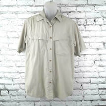 World Wide Sportsman Button Up Shirt Mens Medium Beige Vented Fishing Outdoors - $15.99