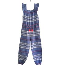 Boden Girls Size 5-6 Yr Boho Summer Romper Pants Blue Pink Embroidered T... - $25.08 CAD